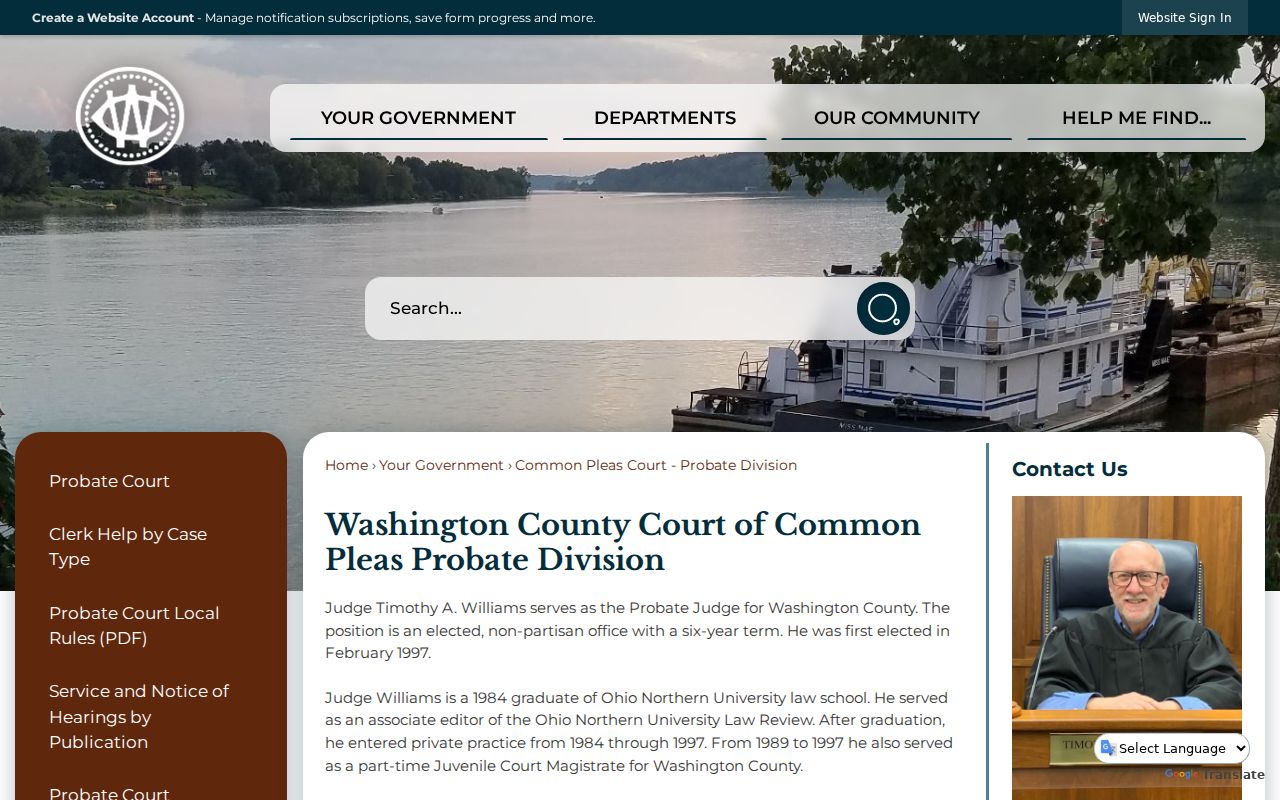 Washington County court docket Probate Division page