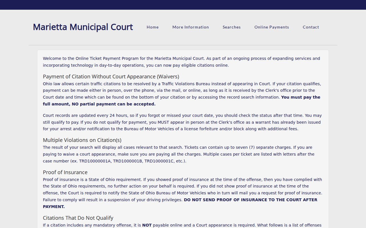 Washington County traffic ticket payment and waiver instructions